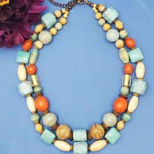 Stunning Vintage Faux Turquoise Coral Lampworked G